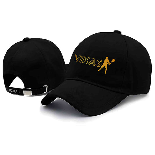 Nutcase Cap Black Colour - Customized with Golden Name - Badminton