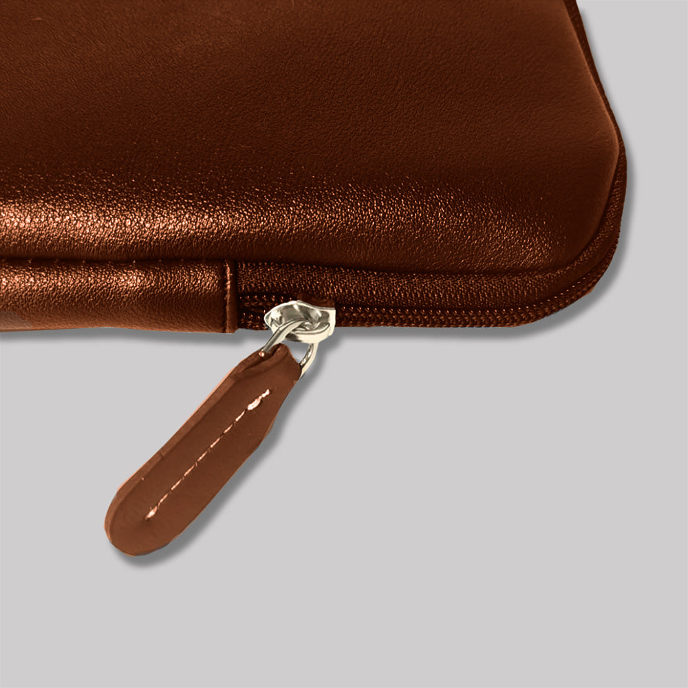 Custom Men’s Laptop Bag – Premium Brown Synthetic Leather Sleeve with Padded Compartment, Dual Handles & Zipper Closure | Fits Up to 15-inch Laptops