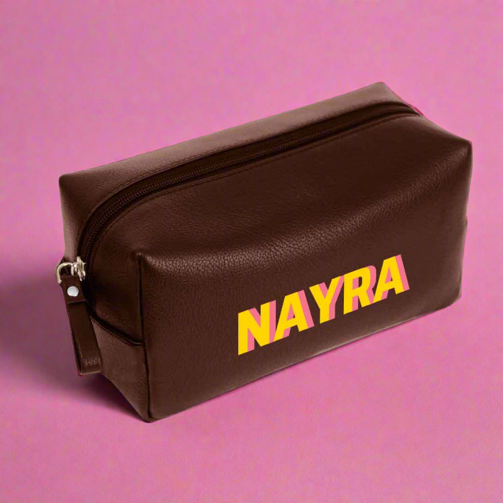 Custom Travel Pouch with Name - Premium Leather Travel Organizer