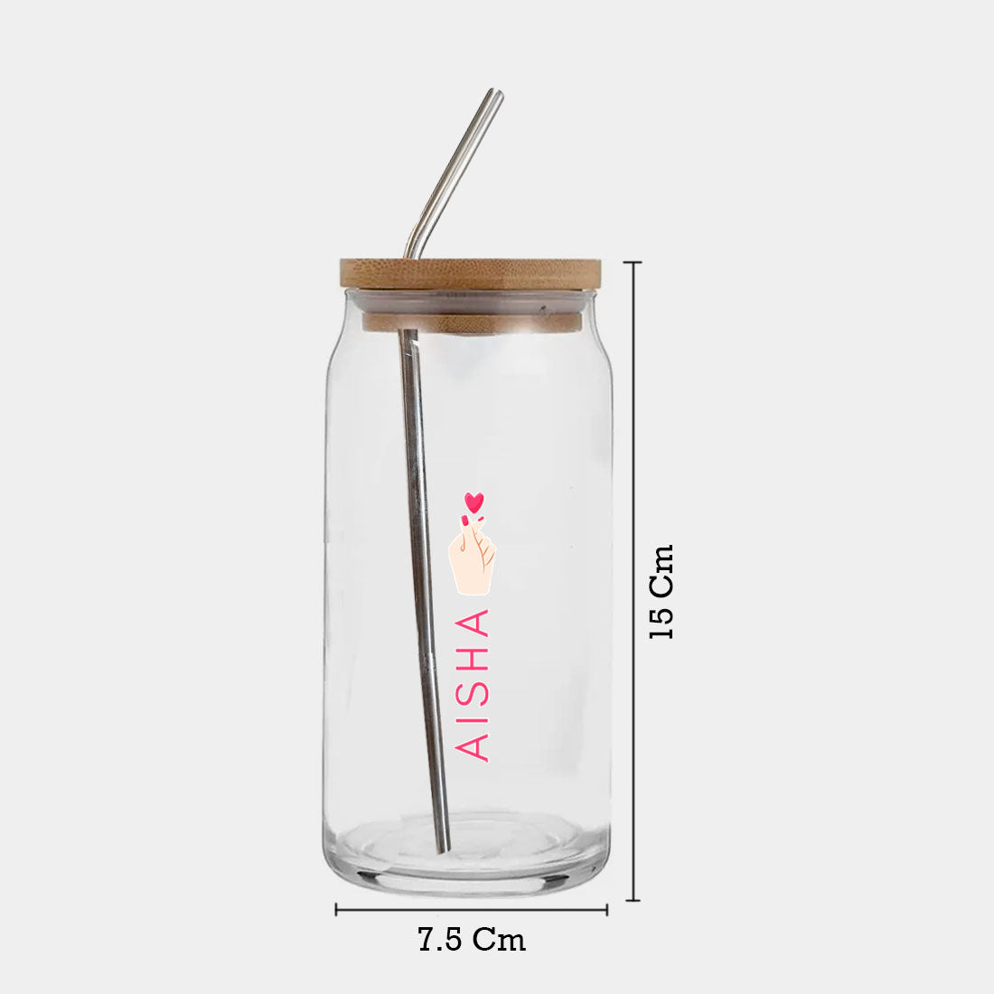 Nutcase Can Shaped Glass with Straw (Metal) and Wooden Lid