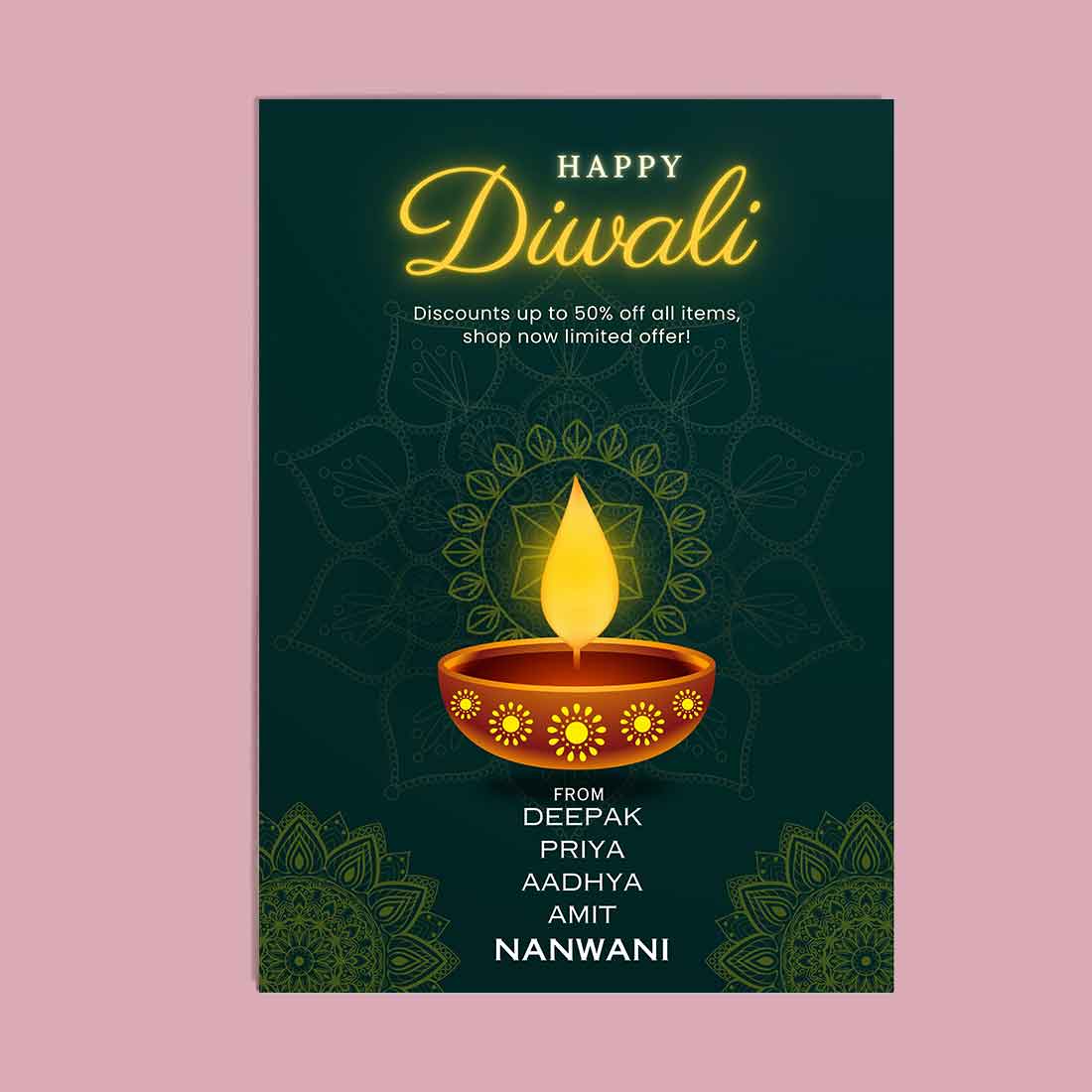 Diwali Gift Set with Lord Hanuman Lamp 10 gm Silver Coin and Greeting Card