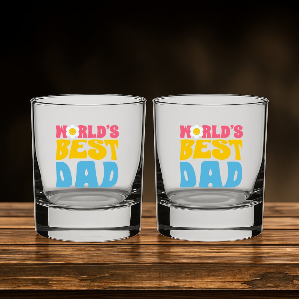 Father’s Day Gifts – World's Best Dad Whiskey Glass Set – Best Gift for Dad