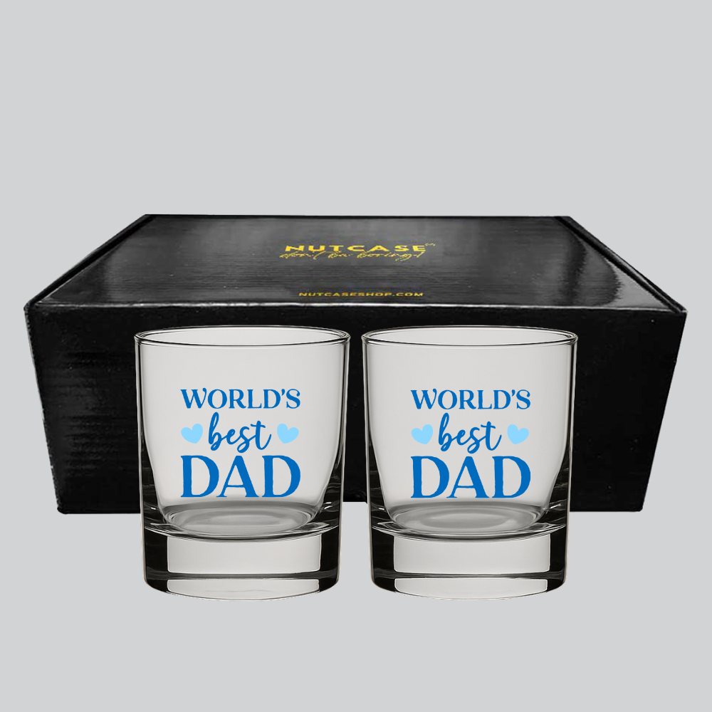 Gifts for Dad – World's Best Dad Whiskey Glass Set – Father’s Birthday Gift