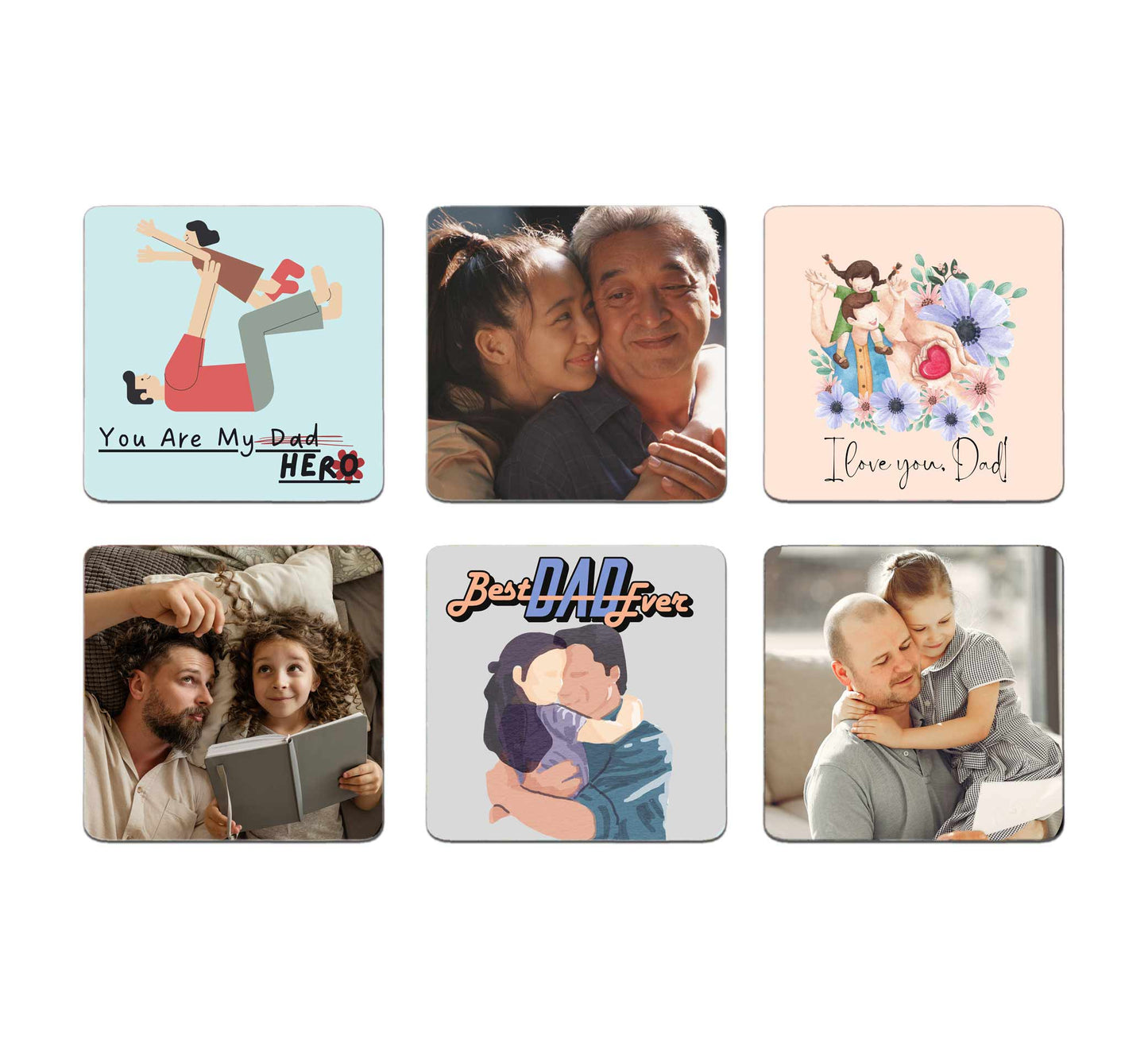 Fathers Day Presents for Day Custom Photo Magnet Collage Set Of 6