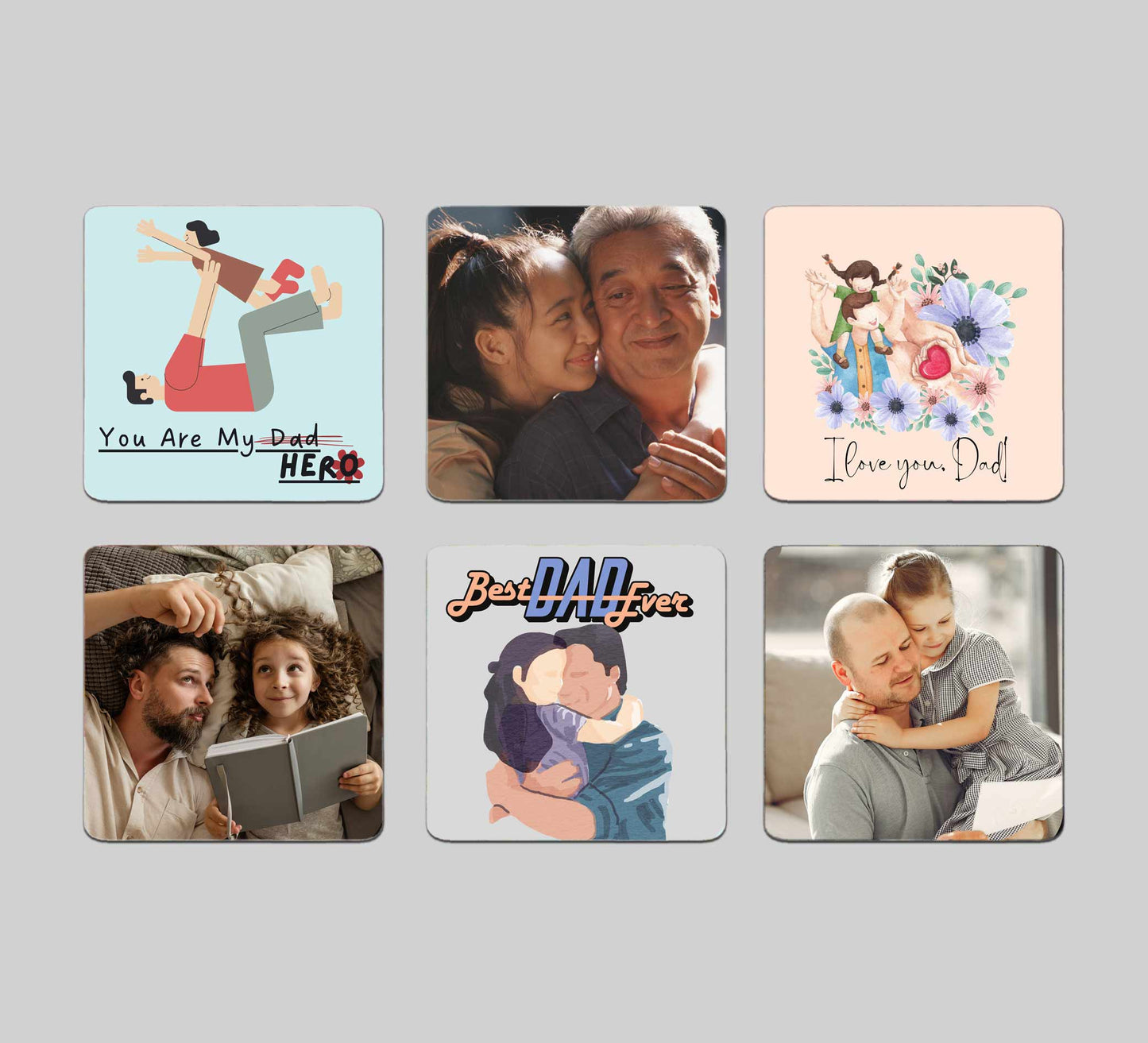 Fathers Day Presents for Day Custom Photo Magnet Collage Set Of 6