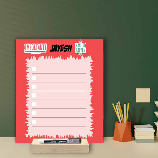 Personalized Daily Schedule Planner Acrylic Board with Wooden Stand