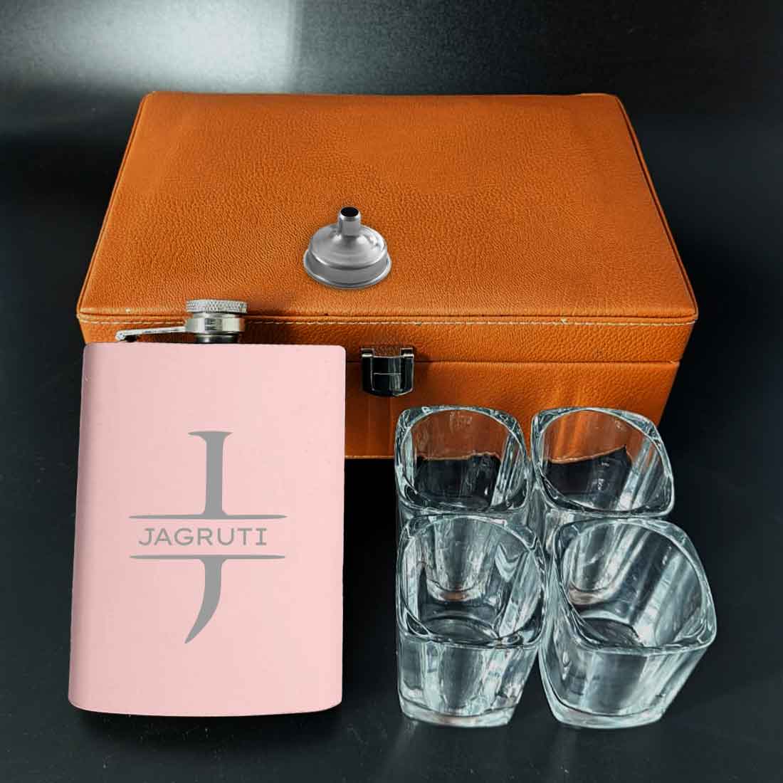 Stainless Steel Alcohol Flask for Women - Personalized 8oz Pink Hip Flask