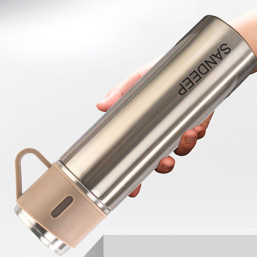 Custom Travel Mug Thermos With 2 Cups Gift Box Set - Add Name