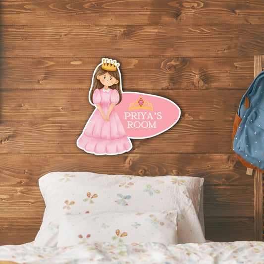 Personalised Childrens Bedroom Door Signs for Girls - Kids Room Cartoon Name Board