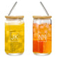 Nutcase Personalized Drinking Glass with Bamboo Lid and Metal Straw