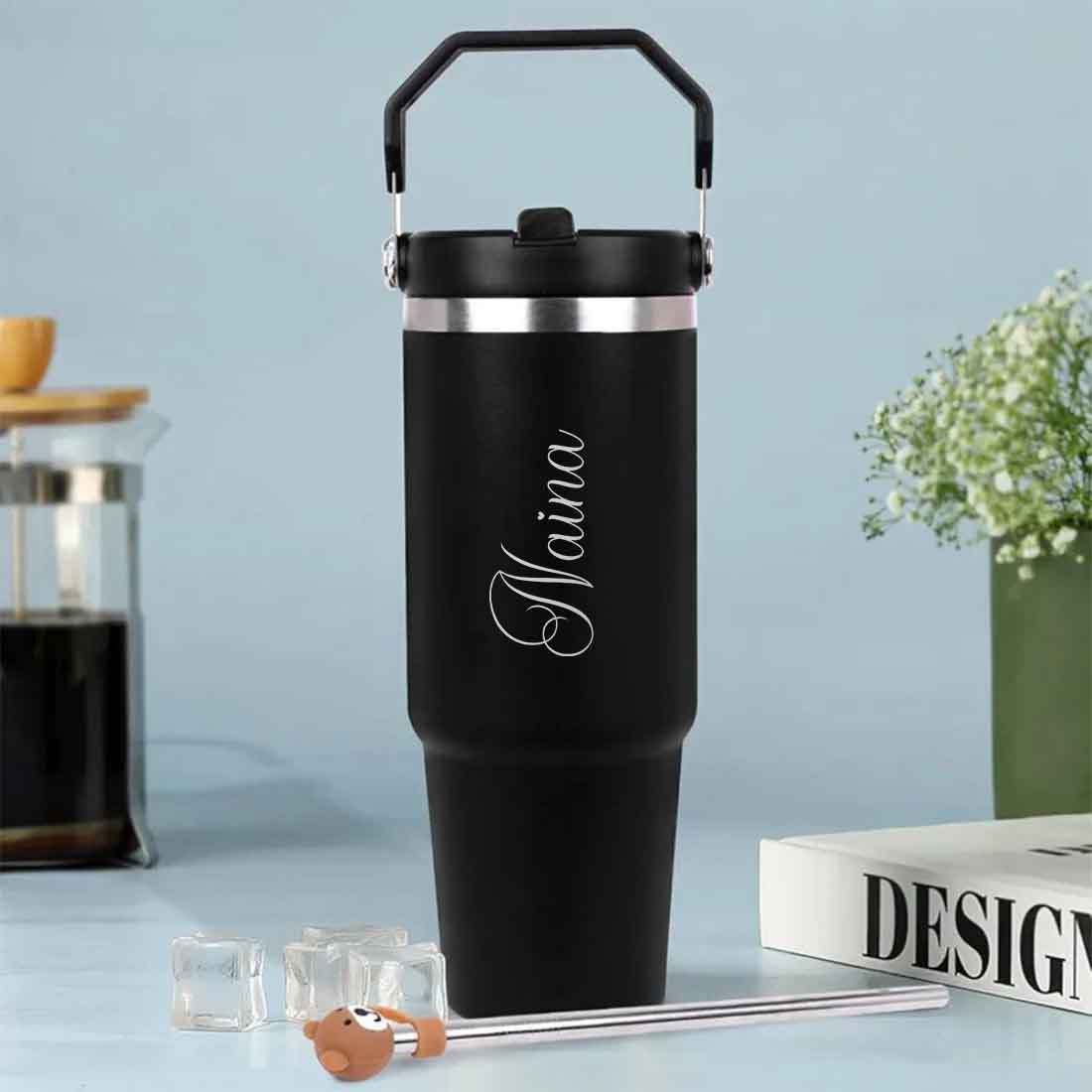 Nutcase Personalized Tumbler with Handle and Straw 900ml - Double Wall Vacuum Sipper Bottle