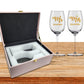 Wine Glass Set of 2 Gift Box - Mr & Mrs Wine Glasses in Black & Pink Box