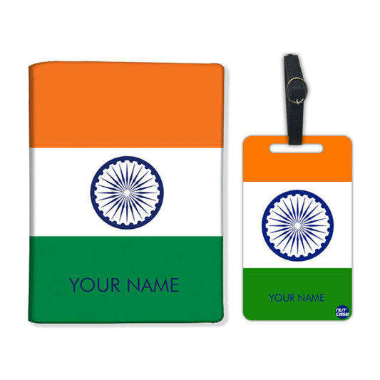 Customized Luggage Tag Bag Label with Name Set of 2 - Flag