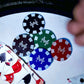 Custom Poker Chips Set in 5 colors Black, Brown, Blue, Green and Red in the set of 100/200/300