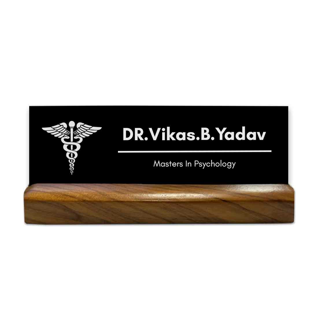 Customized Desk Name Plate for Doctor Clinic Wooden Table Name Plaque