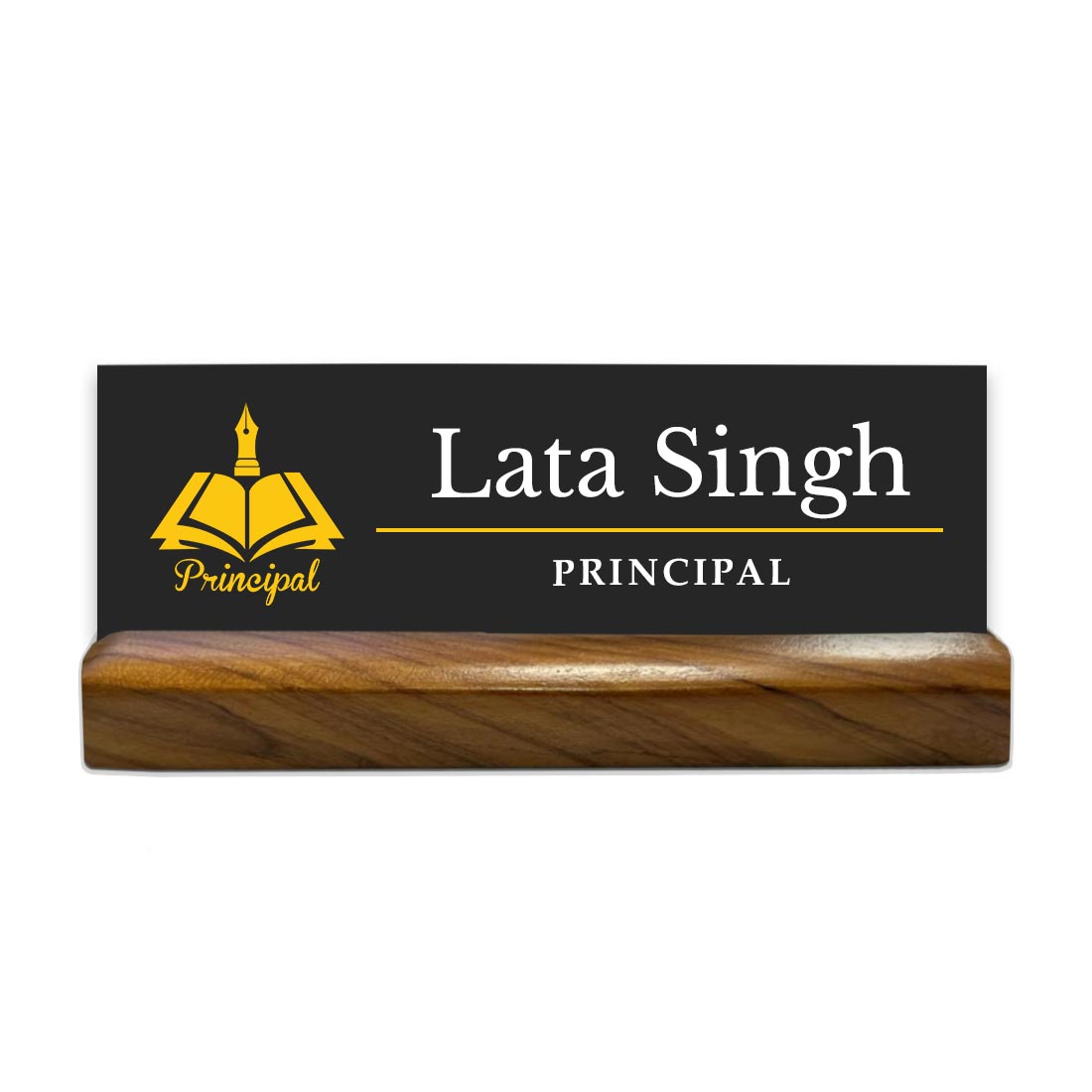 Personalized Desk Name Plate For Teachers Office With a Wooden Stand