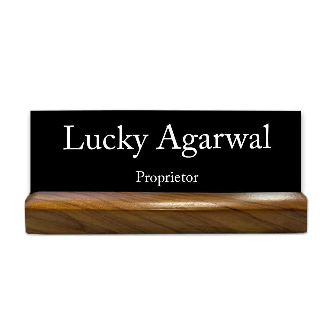 Personalized Table Name Plate Wooden for Office Desk - Add Your Name