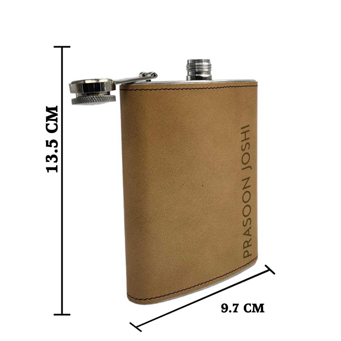 Brown Customized Faux Leather Engraved Hip Flask For Men