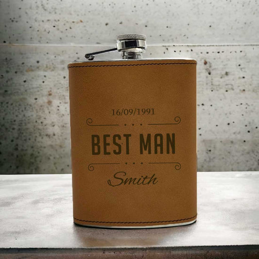 Personalized Groomsmen Gifts PU Leather Hip Flask Best Man Bachelor Party Gift