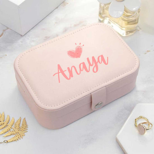 Customized Jewellery Storage Pouch for Girls Travel Storage Case for Rings Earrings and Pendants-Your Name