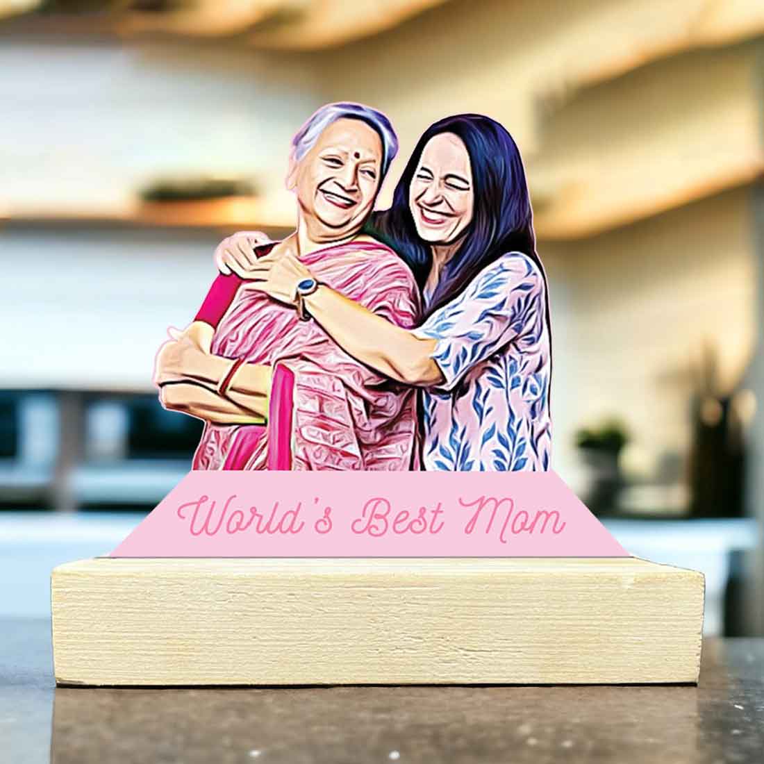 Worlds Best Mom Photo With Stand - Mother's Day Gifts