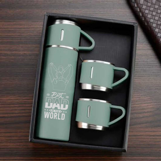 Gifts for Dad Travel Thermos With 2 Cups Gift Set Box -  World Best Dad