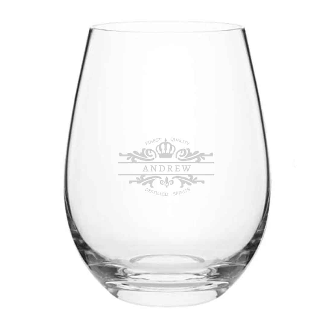 Personalized Whiskey Glass with Name Engraved on Stemless Cocktail Glass 400 ML - BEST MAN