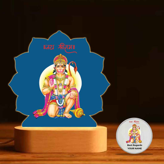 Diwali Gift Set with Lord Hanuman Lamp 10 gm Silver Coin and Greeting Card