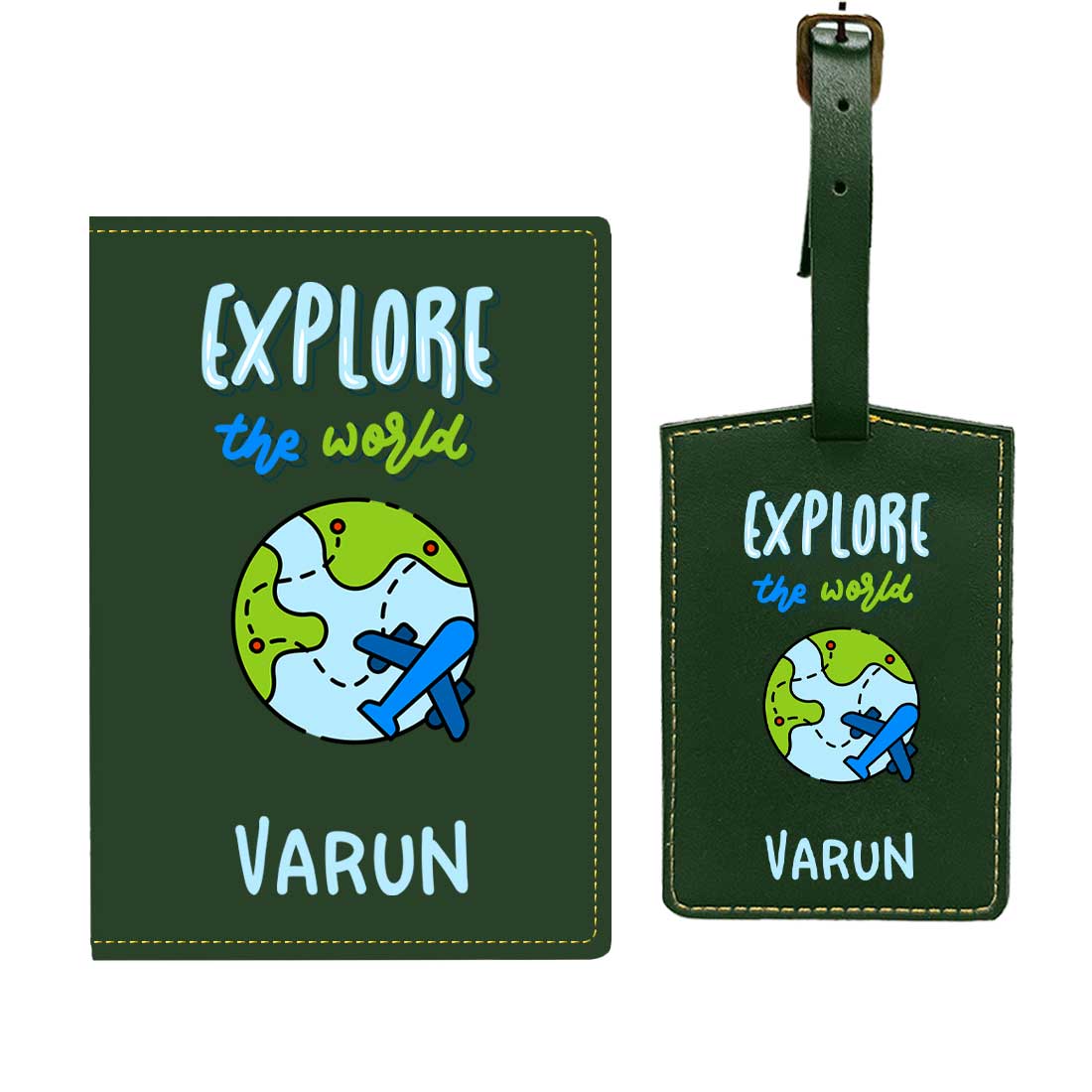 Customized Name On Passport Cover for Kids PU Leather Design Passport Cover and Luggage Tag Set