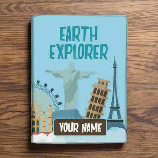 Personalized Leather Passport Cover -  Earth Explorer
