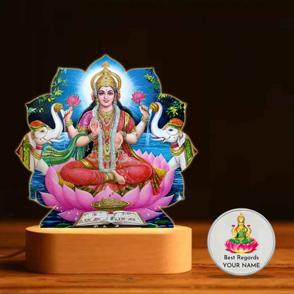 Diwali Gift Box with Goddess Laxmi LED Lamp, 10 gm Silver Coin and Greeting Card