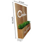 Wooden Name Plate Design with Planter Artificial Greens Included-3D Raised Fonts