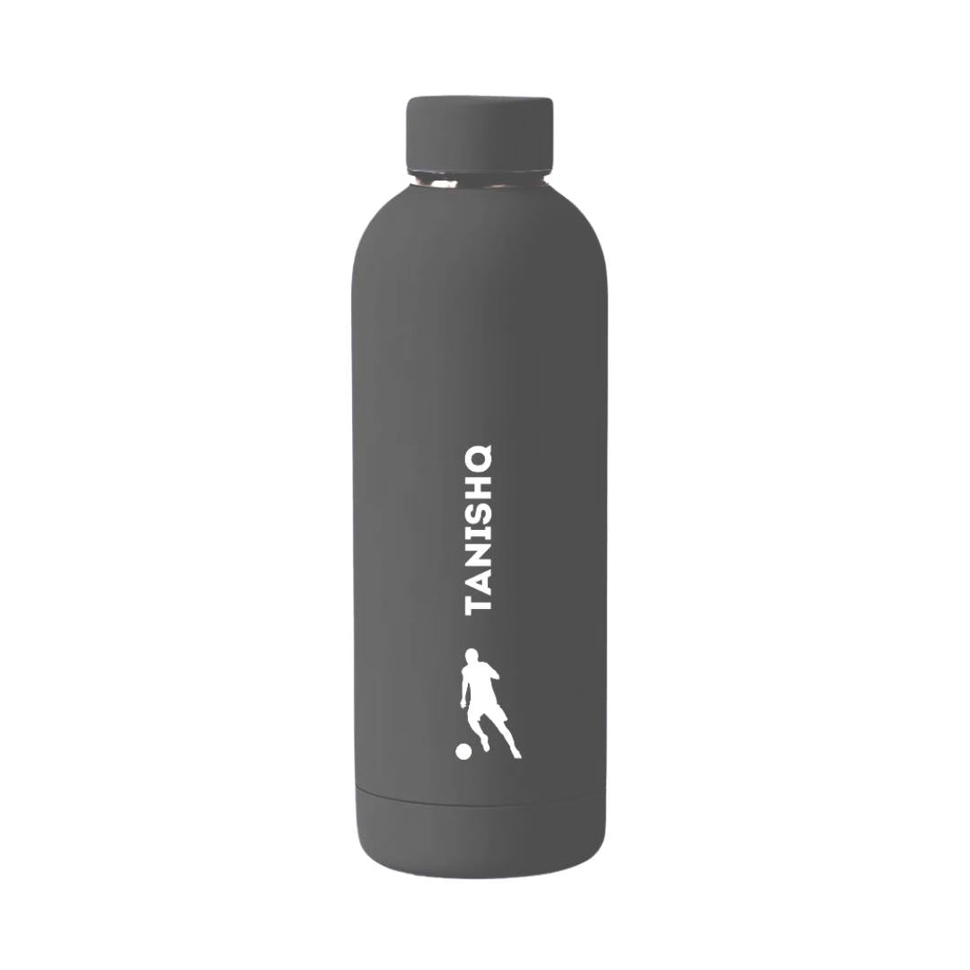 Stainless Steel Insulated Water Bottle with Name 500ML Water Bottles for Sports - BPA Free, Leakproof - Football