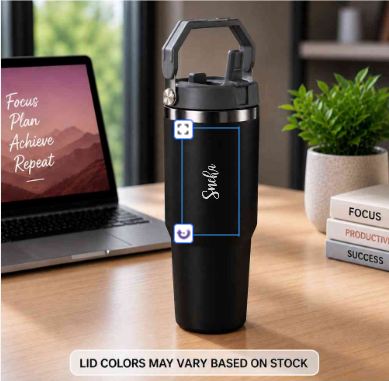 Nutcase Personalized Tumbler with Handle and Straw 900ml - Double Wall Vacuum Sipper Bottle