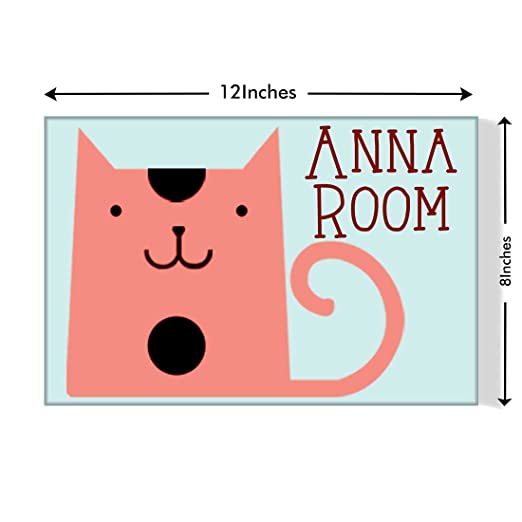 Custom Door Name Plate for Kids Room -  Pink Cat