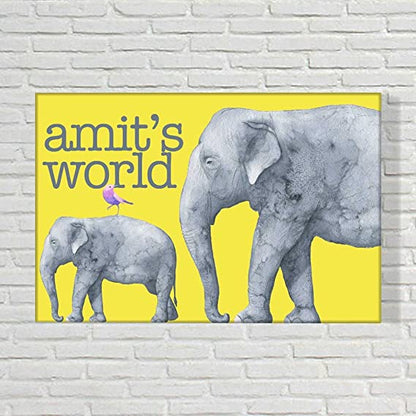 Customized Name Plate for Kids -  Elephant Love