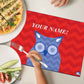 Personalized Fabric Table Mats For Kids - Blue Owl