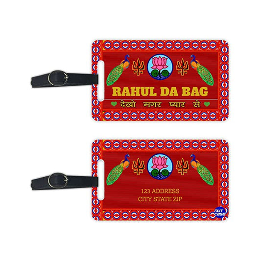 Personalized Designer Luggage Travel Baggage Tags Set of 2 - Funny Truck Art