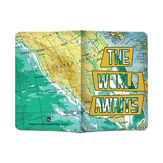 Designer Passport Cover - The World Awaits Map