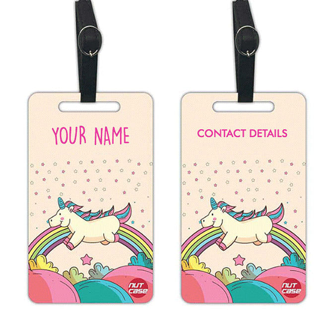 Customized Unicorn Luggage Tag for Kids Bag Tags for your Name - Set of 2 Nutcase