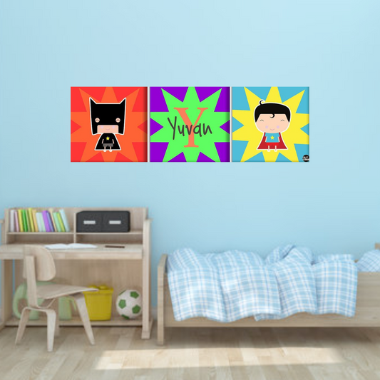 Personalized Nursery Wall Art  -Cute Superhero