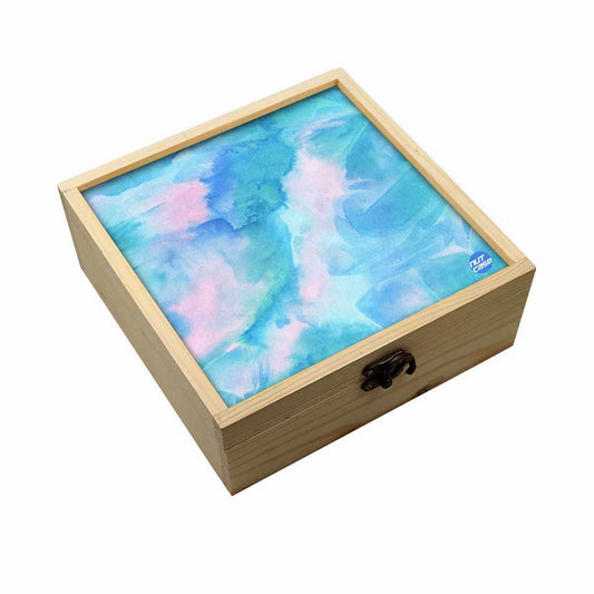 Jewellery Box Wooden Jewelry Organizer -  Arctic Blue Space Watercolor Nutcase
