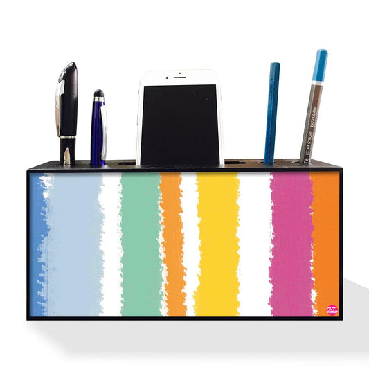 Pen Mobile Stand Holder Desk Organizer - Colorful Stripes Nutcase