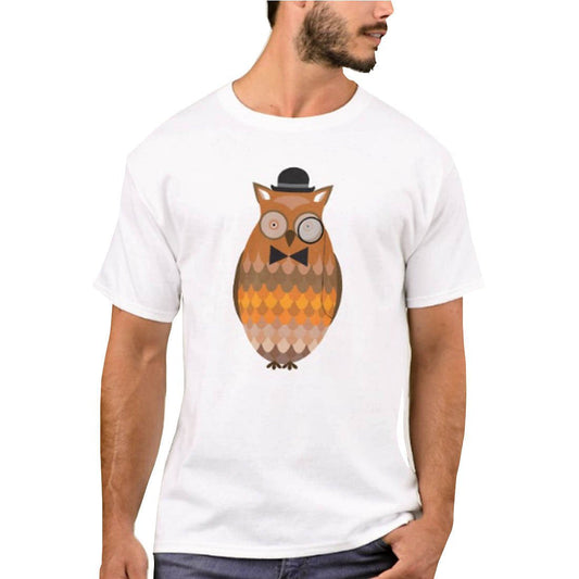 Nutcase Designer Round Neck Men's T-Shirt Wrinkle-Free Poly Cotton Tees - Hipster Owl Nutcase