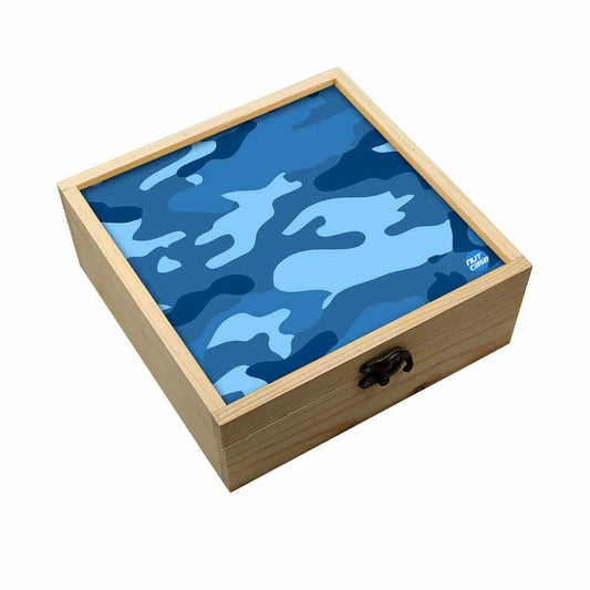 Jewellery Box Wooden Jewelry Organizer -  Blue Army Camouflage Nutcase