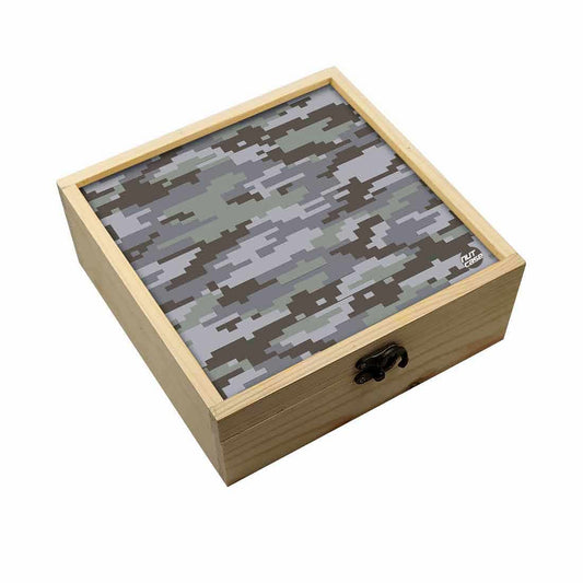 Jewellery Box Wooden Jewelry Organizer -  Gray Army Camouflage Nutcase