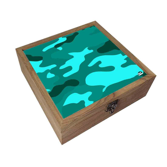 Nutcase Jewellery Organisers Storage Box Wooden - Unique Gifts -Sea Green Blue Army Camouflage Nutcase
