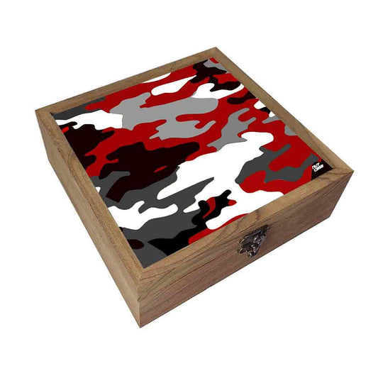 Nutcase Designer Jewellery Box for Ladies - Unique Gifts -Red Black Army Camouflage Nutcase