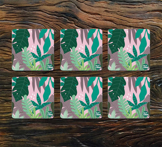 Metal Cool Table Coasters Pack of 6 for Home & Kitchen - Tropical Vibes Nutcase