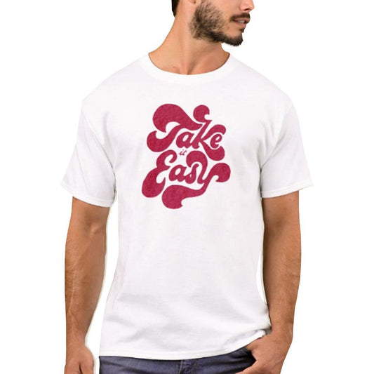Nutcase Designer Round Neck Men's T-Shirt Wrinkle-Free Poly Cotton Tees - Take It Easy Red Nutcase